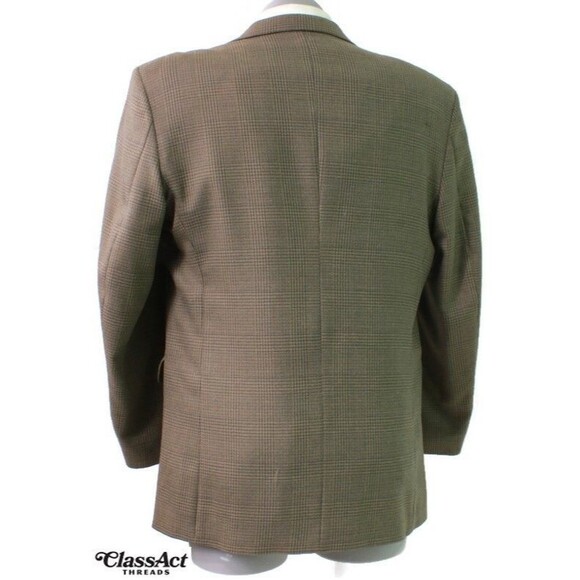 Haggar City Casual Mens Wool Blend Blazer Sport Coat Jacket Brown Glen Plaid 42L - Picture 5 of 7